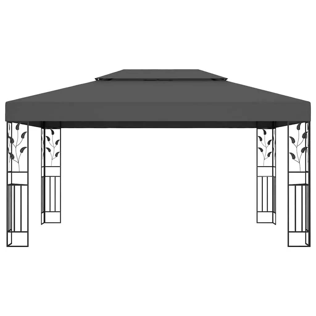 Gazebo Anthracite 3x4m Double Roof Outdoor Garden Canopy Sunshade Pavilion