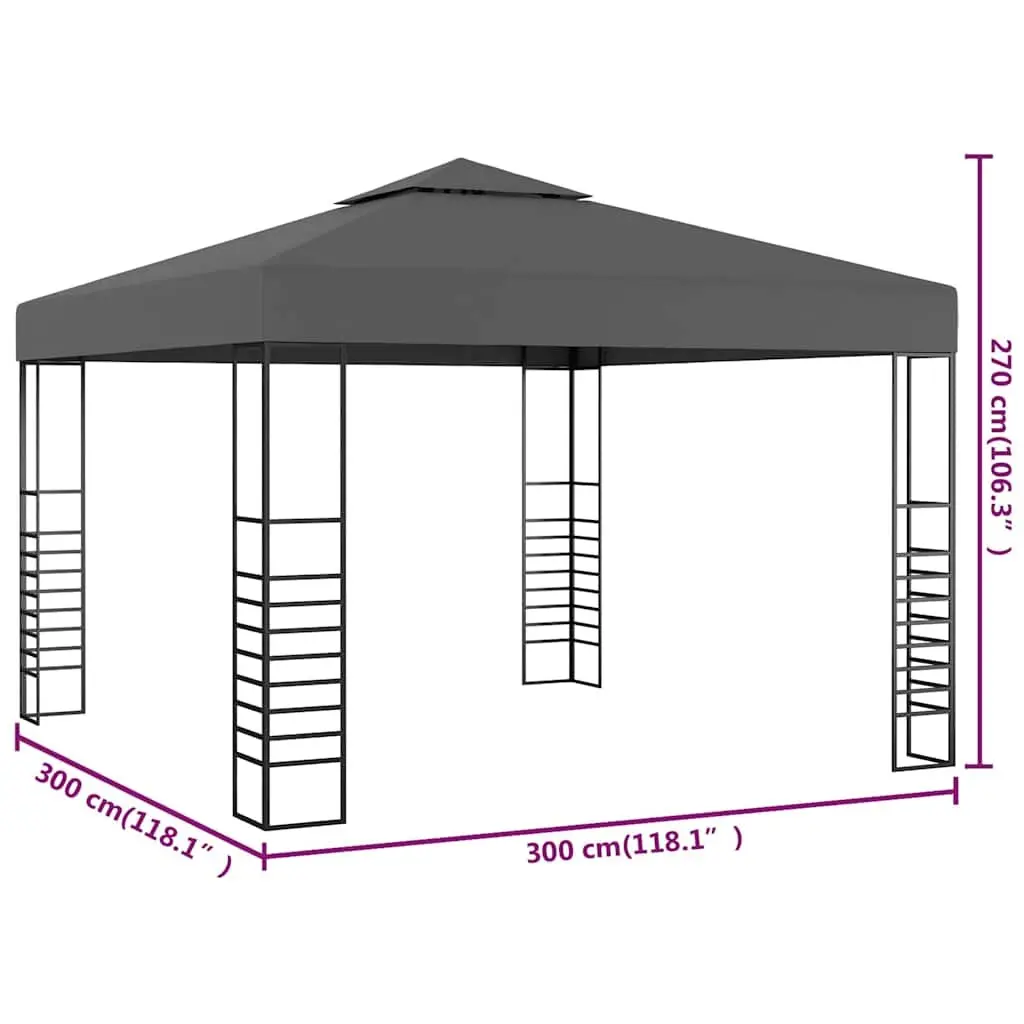 Garden Marquee Anthracite 3x3 m Outdoor Canopy Pavilion Gazebo with Double-Vented Roof and Durable Steel Frame