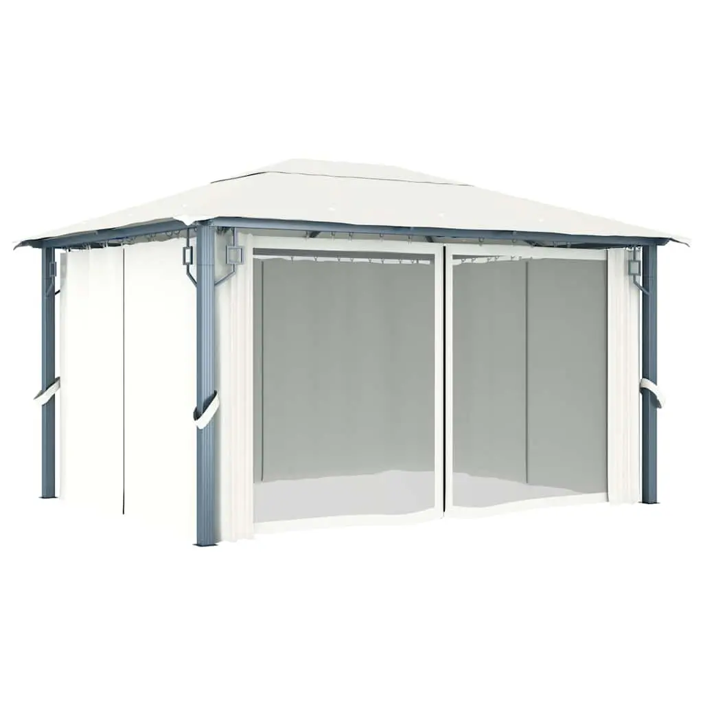 Gazebo Cream 400x300 cm Outdoor Canopy Pavilion with Curtains and Mesh Screens