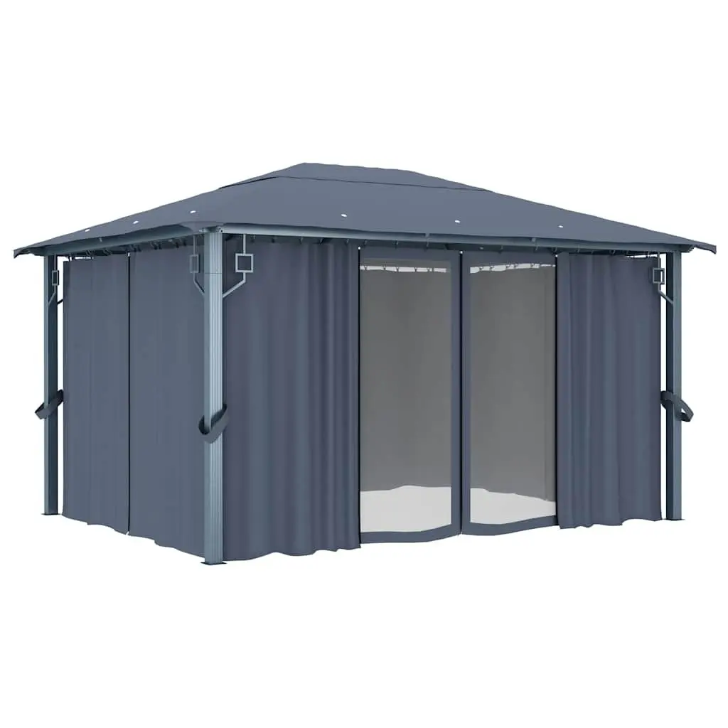 Outdoor Gazebo Canopy Anthracite 400x300 cm with Curtains Sidewalls Mesh Screens