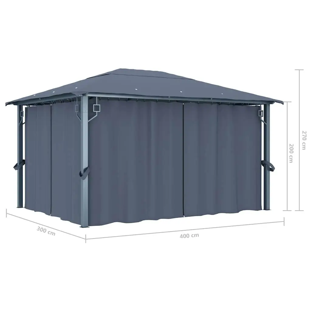 Outdoor Gazebo Canopy Anthracite 400x300 cm with Curtains Sidewalls Mesh Screens