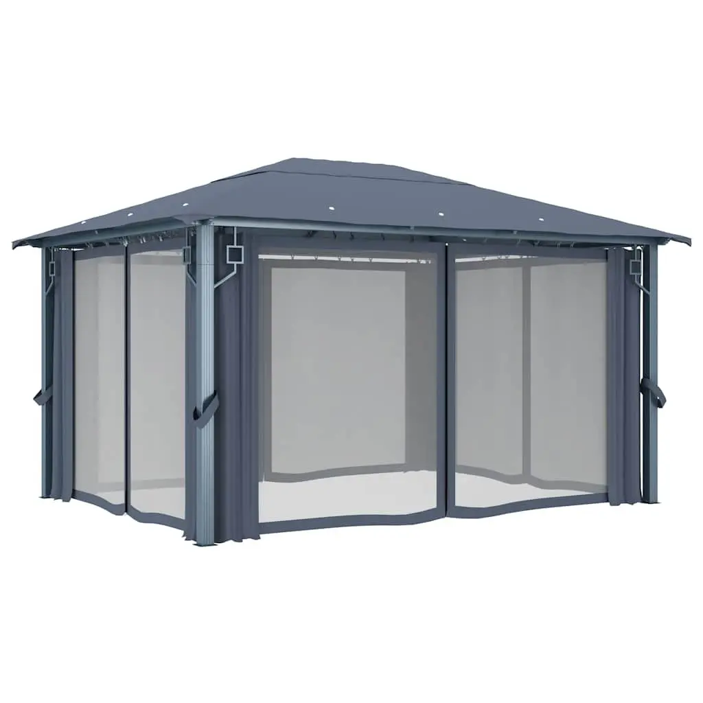 Outdoor Gazebo Canopy Anthracite 400x300 cm with Curtains Sidewalls Mesh Screens