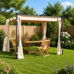 3x3 m Cream Gazebo with Steel Frame