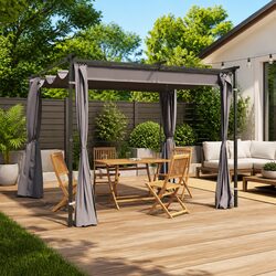 3x3 m Gazebo with Privacy Curtains