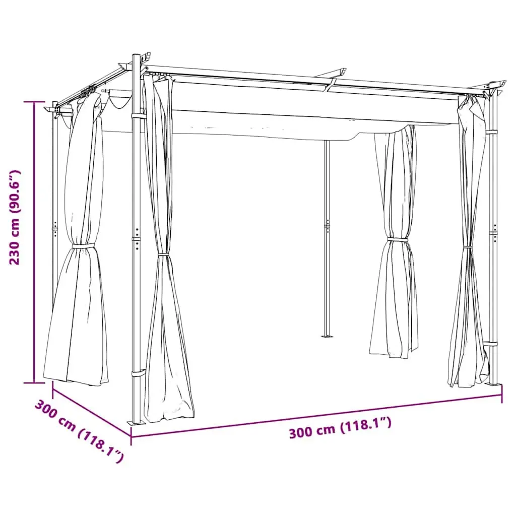 Gazebo Anthracite 3x3 m Outdoor Shelter with Curtains for Privacy and Shade