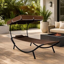 Compact Outdoor Sun Lounger with Protective Canopy
