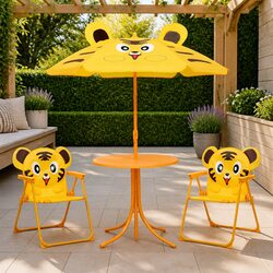Kids Garden Bistro Set 3 Piece Yellow Outdoor Furniture Table Chairs Parasol