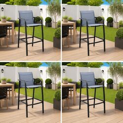 Outdoor Bar Chairs Set 4 pcs Grey Textilene Garden Patio Seating Furniture