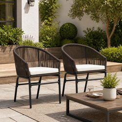 Brown Rattan Outdoor Chairs Set - Comfortable and Stylish
