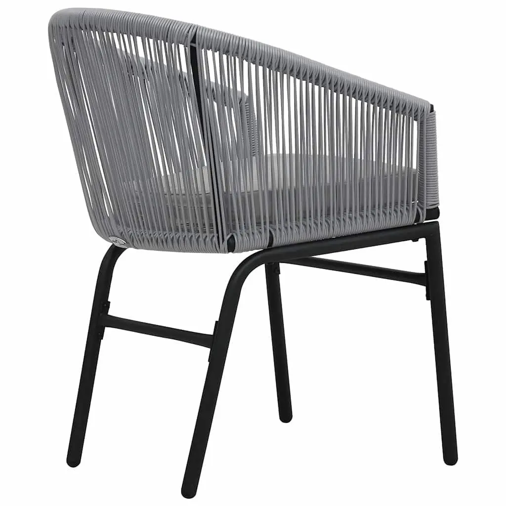 3 Piece Bistro Lounge Set Grey PE Rattan Chairs Side Table Cushions