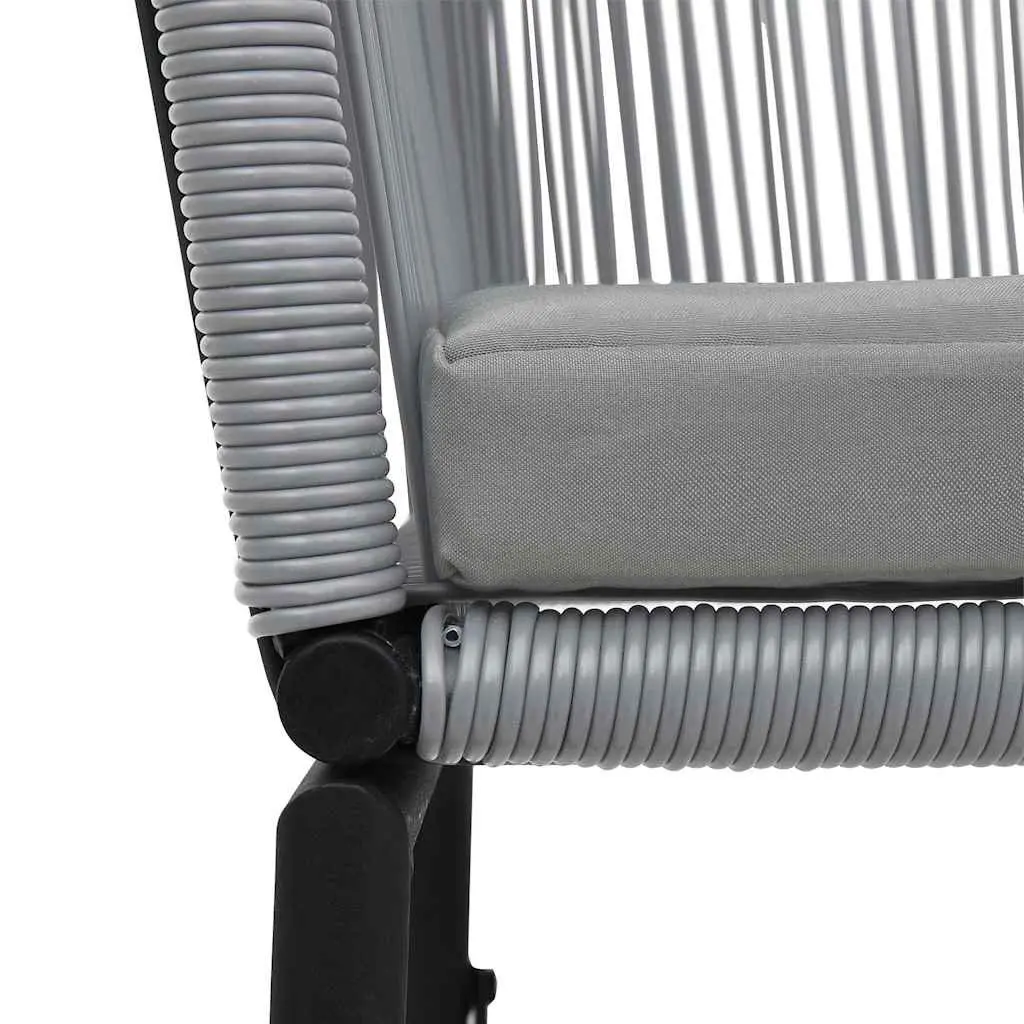 3 Piece Bistro Lounge Set Grey PE Rattan Chairs Side Table Cushions