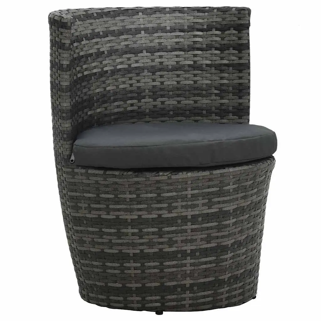 3 Piece Bistro Set Grey Outdoor Patio Garden Furniture Rattan Table Chairs Cushions