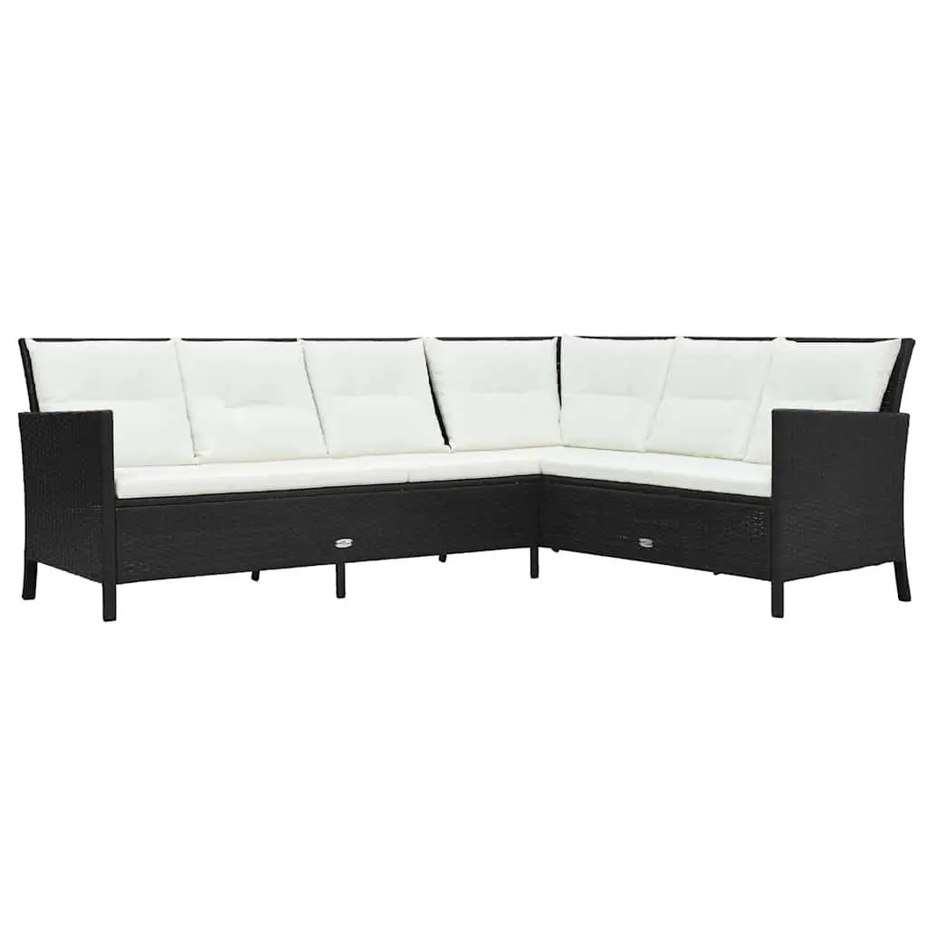Outdoor Lounge Set Black 3 Piece Weather Resistant PE Rattan Sofa Bench Table