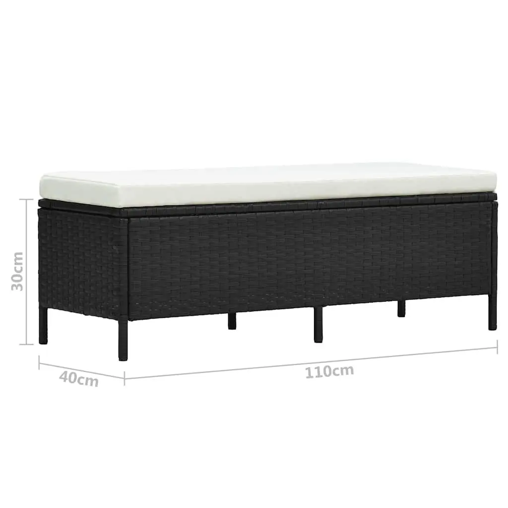 Outdoor Lounge Set Black 3 Piece Weather Resistant PE Rattan Sofa Bench Table