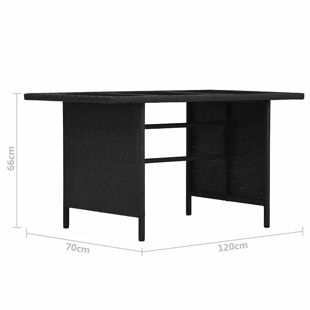 Outdoor Lounge Set Black 3 Piece Weather Resistant PE Rattan Sofa Bench Table