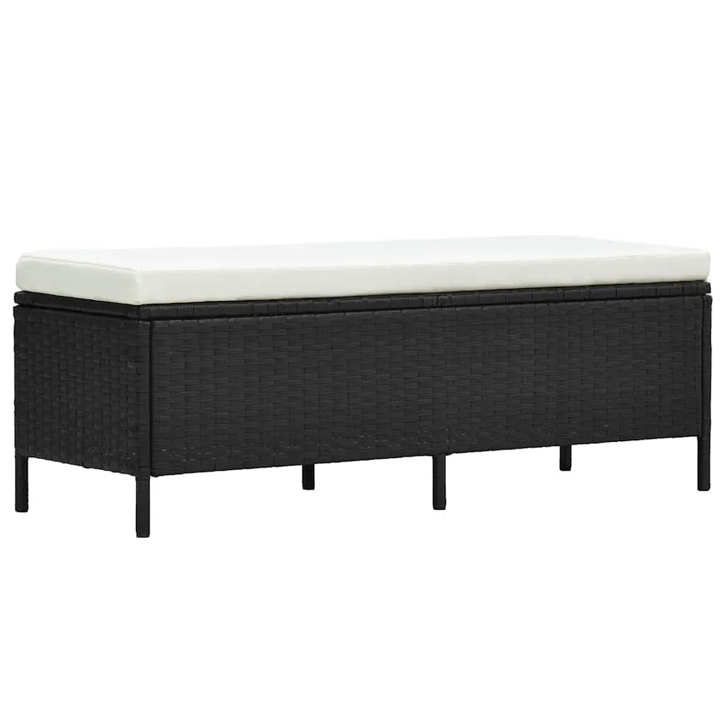 Outdoor Lounge Set Black 3 Piece Weather Resistant PE Rattan Sofa Bench Table