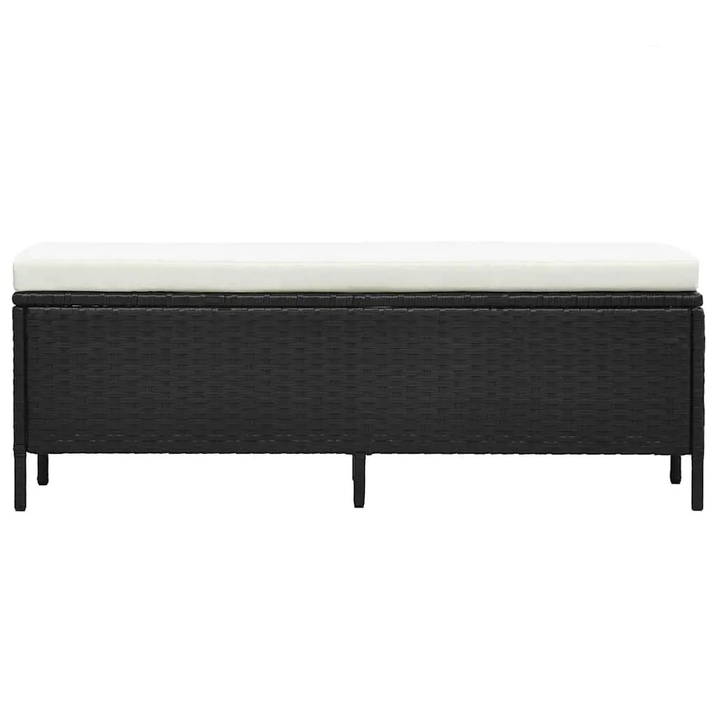 Outdoor Lounge Set Black 3 Piece Weather Resistant PE Rattan Sofa Bench Table