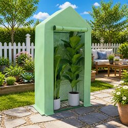 Compact Greenhouse with Steel Frame, 0.5 m² Garden Space