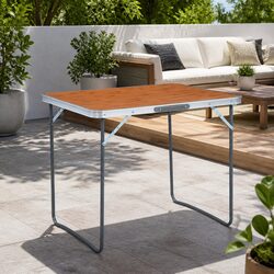 Foldable Camping Table Metal Frame Portable Outdoor Picnic Garden Furniture