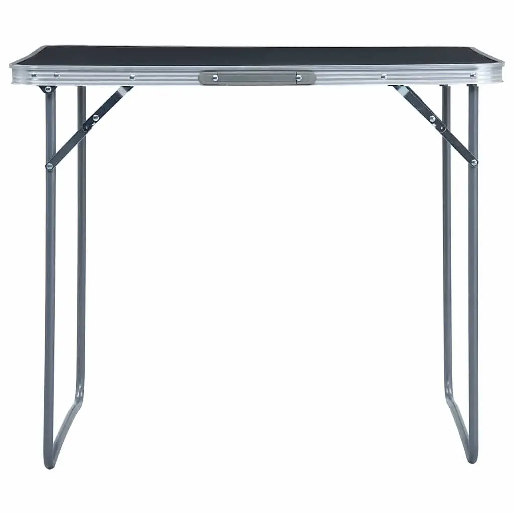 Foldable Camping Table Grey 80x60cm Portable Outdoor Picnic Metal Frame