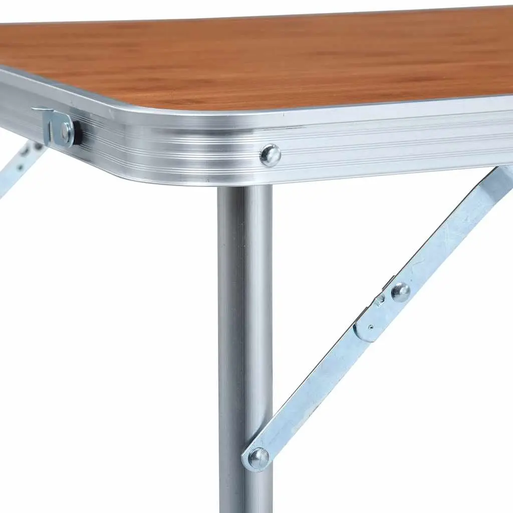 Foldable Camping Table Brown Adjustable Height Outdoor Portable