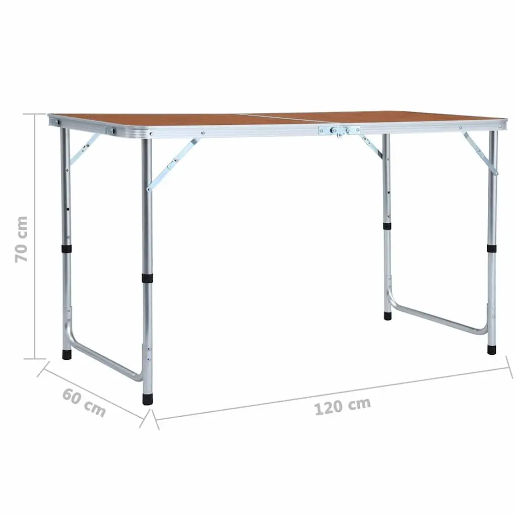 Foldable Camping Table Brown Adjustable Height Outdoor Portable