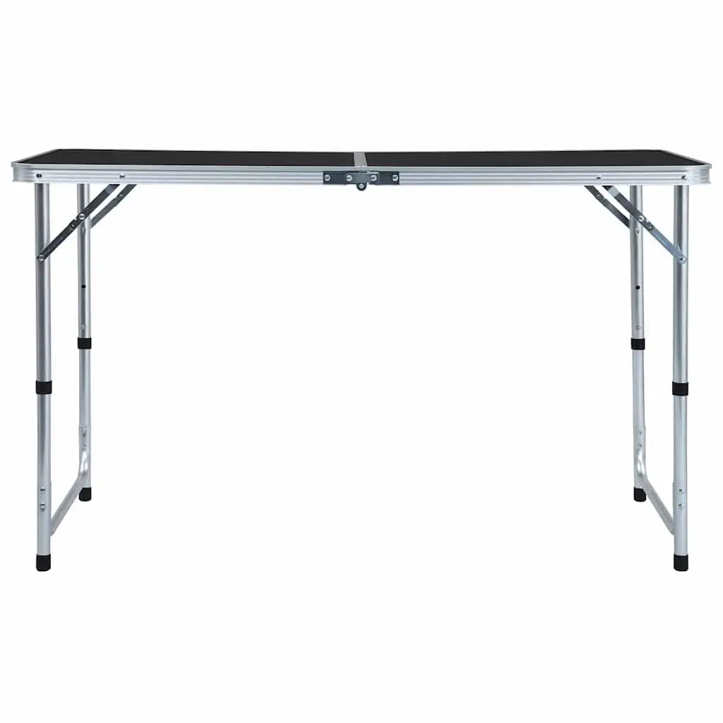 Adjustable Height Foldable Camping Table Grey Portable for Outdoor Use 120x60cm