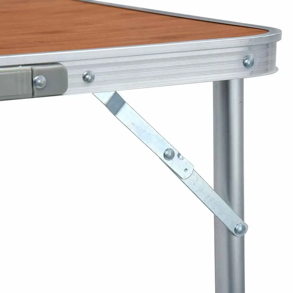 Foldable Camping Table Brown 180x60cm Adjustable Height Portable