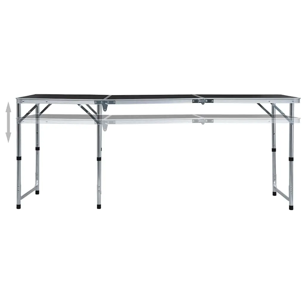 Portable Grey Camping Table Adjustable Height Foldable Outdoor 180x60cm