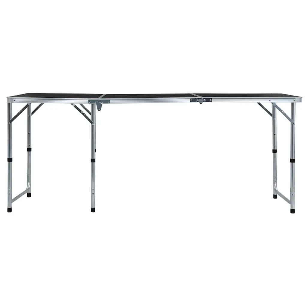 Portable Grey Camping Table Adjustable Height Foldable Outdoor 180x60cm