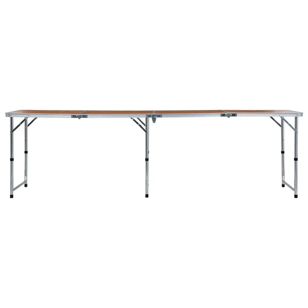 Foldable Camping Table Brown 240x60 cm Adjustable Height Portable