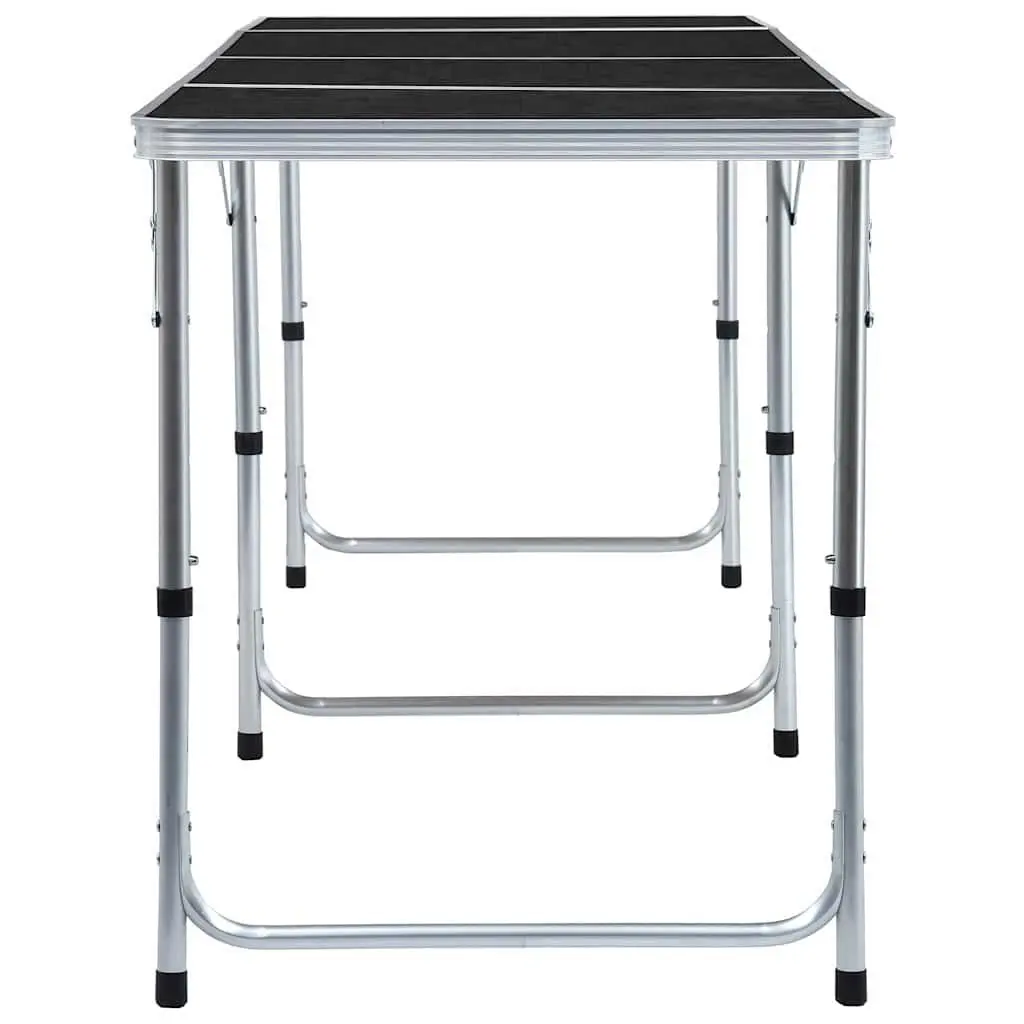 Foldable Camping Table Grey Adjustable Height Portable
