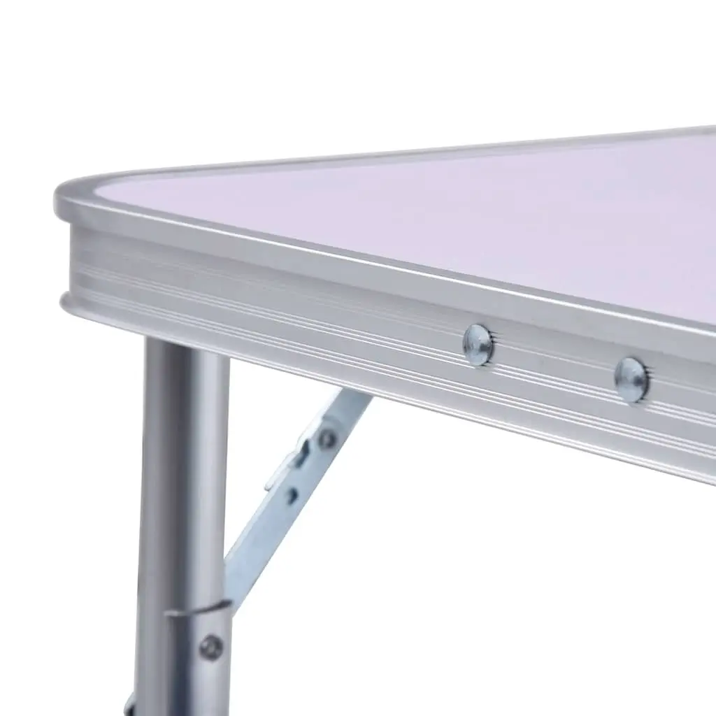 Folding Camping Table White Lightweight Portable Aluminium Frame MDF Top Outdoor Furniture