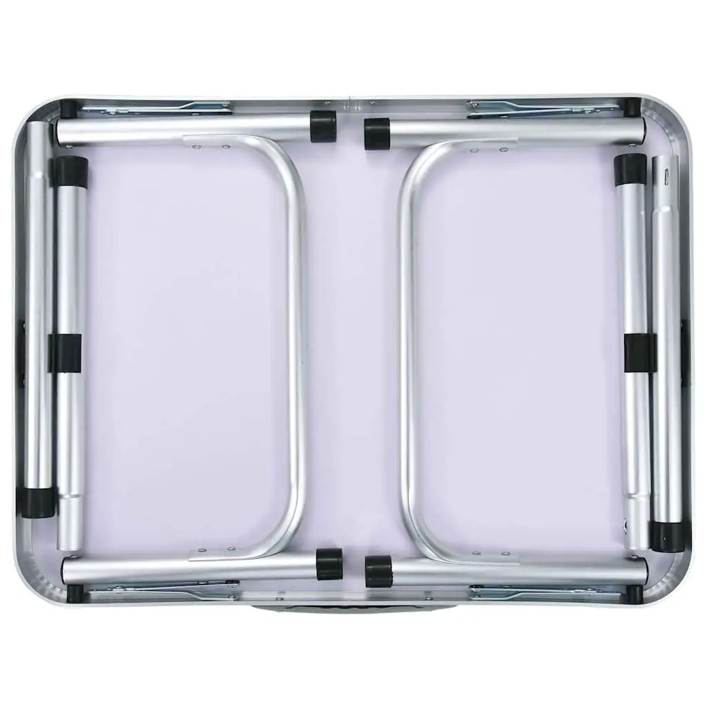 Folding Camping Table White Lightweight Portable Aluminium Frame MDF Top Outdoor Furniture
