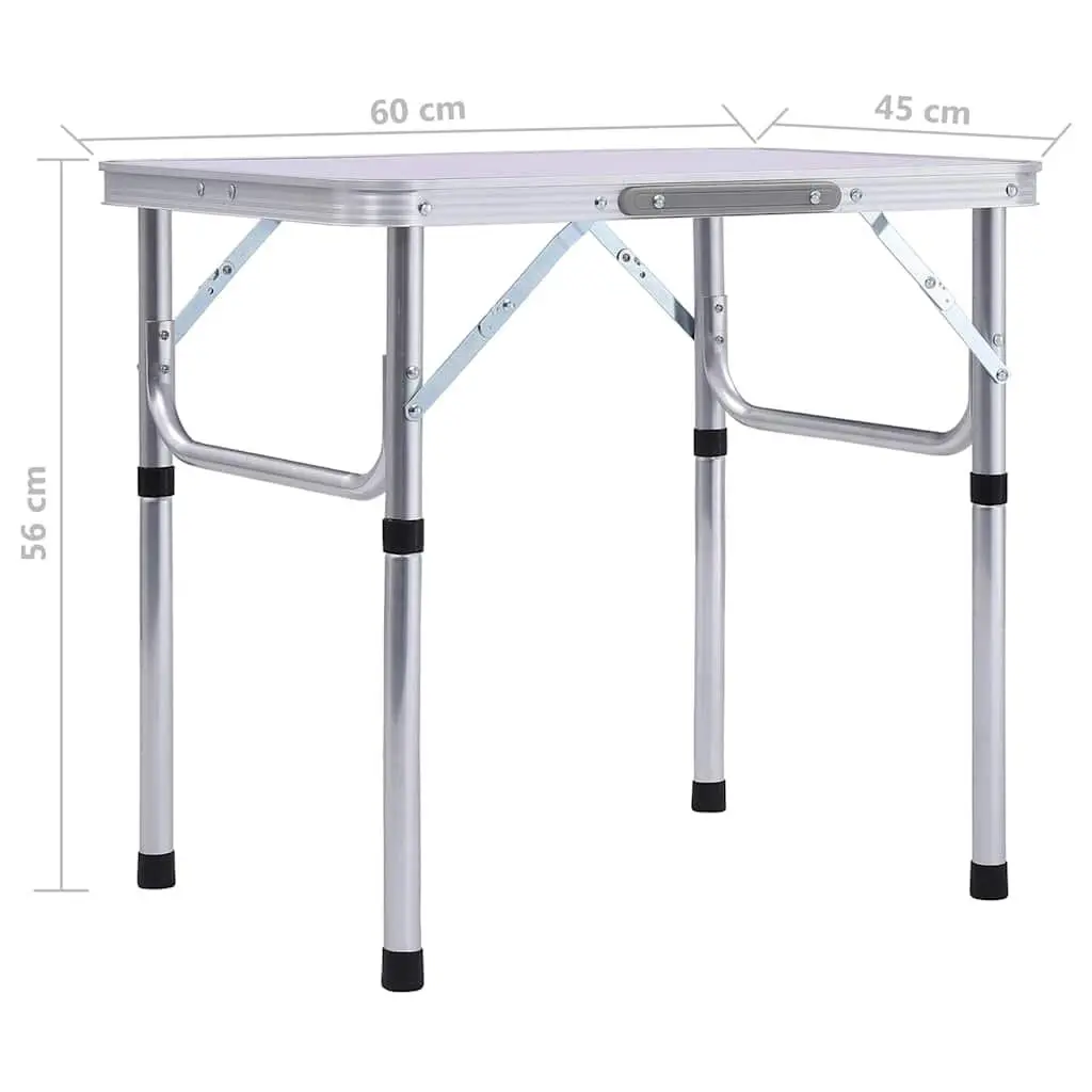 Folding Camping Table White Lightweight Portable Aluminium Frame MDF Top Outdoor Furniture