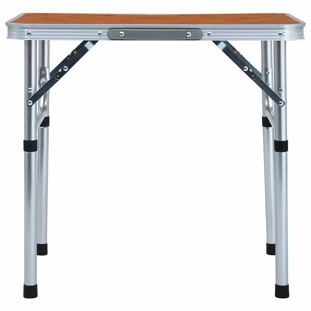 Folding Camping Table Brown 60 x 45 cm Lightweight Aluminum Portable