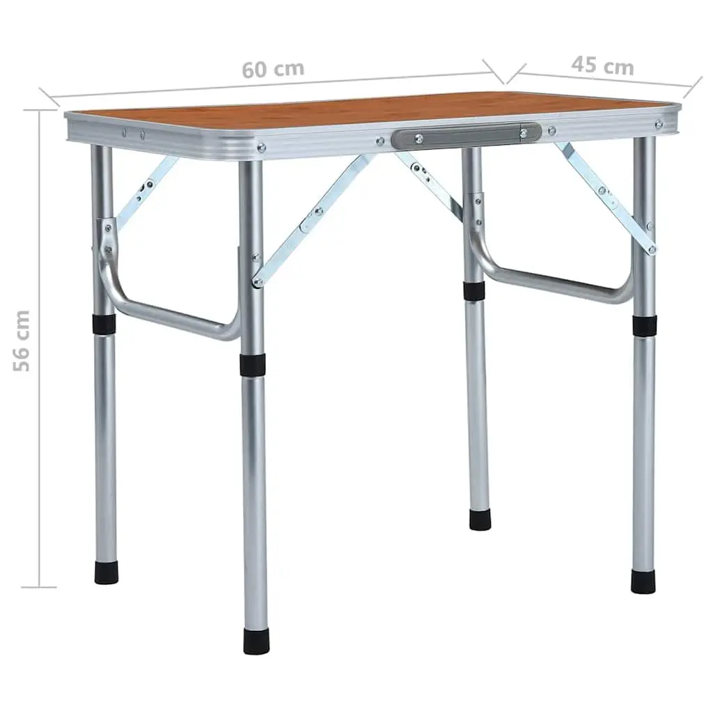Folding Camping Table Brown 60 x 45 cm Lightweight Aluminum Portable