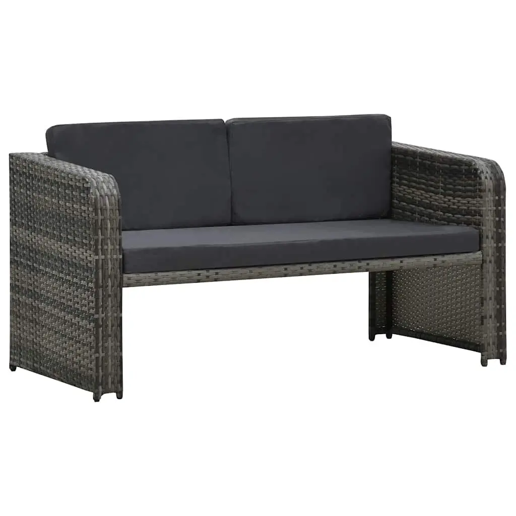 Garden Lounge Set 4 Piece Sofa Coffee Table Stools Cushions Poly Rattan