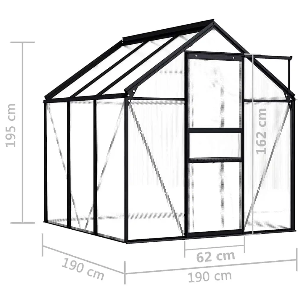Greenhouse Anthracite 3.61 m² Polycarbonate UV Resistant Aluminium Frame