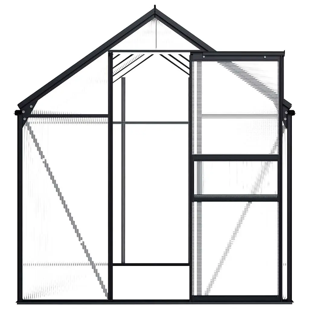 Anthracite Greenhouse with Polycarbonate Panels Durable Thermal Insulation UV Protection Aluminium Frame 4.75m²