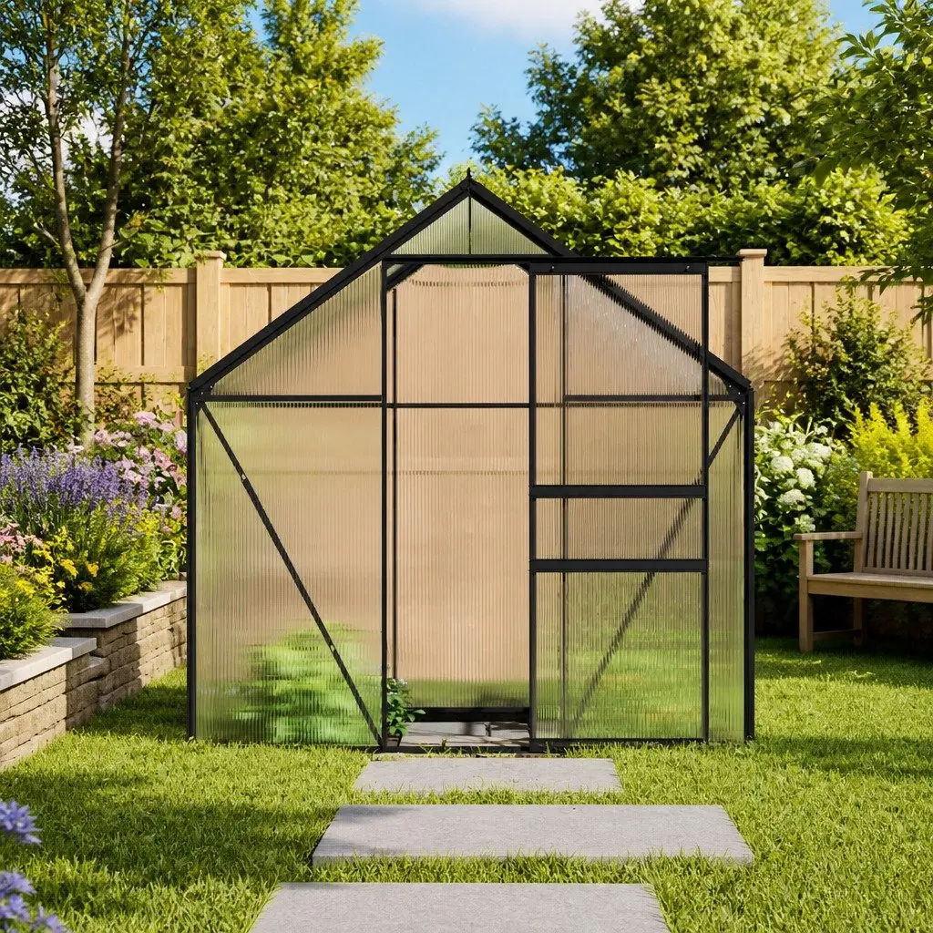 Greenhouse Anthracite 3.61m² Polycarbonate UV Resistant Panels with Base Frame