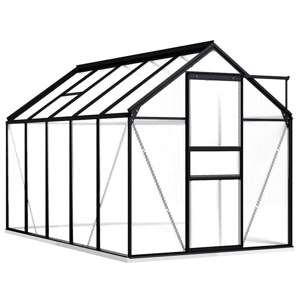 Greenhouse Anthracite Aluminium 5.89m² Polycarbonate Panels UV Resistant Thermal Insulation