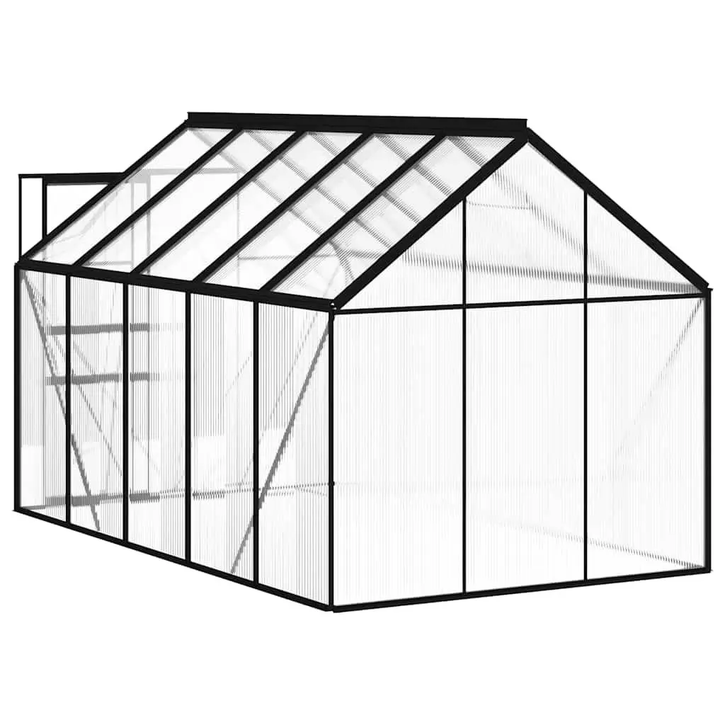 Greenhouse Anthracite Aluminium 5.89m² Polycarbonate Panels UV Resistant Thermal Insulation