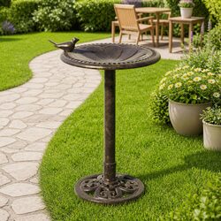 Stylish Gold Bird Bath with a Pedestal Stand