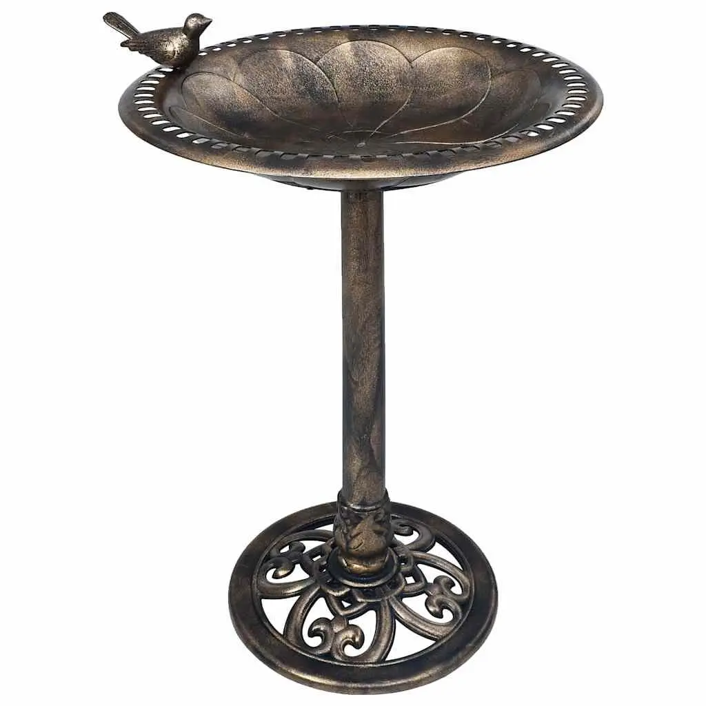 Bird Bath Gold Pedestal Bowl Outdoor Decor Lightweight Weather-Resistant