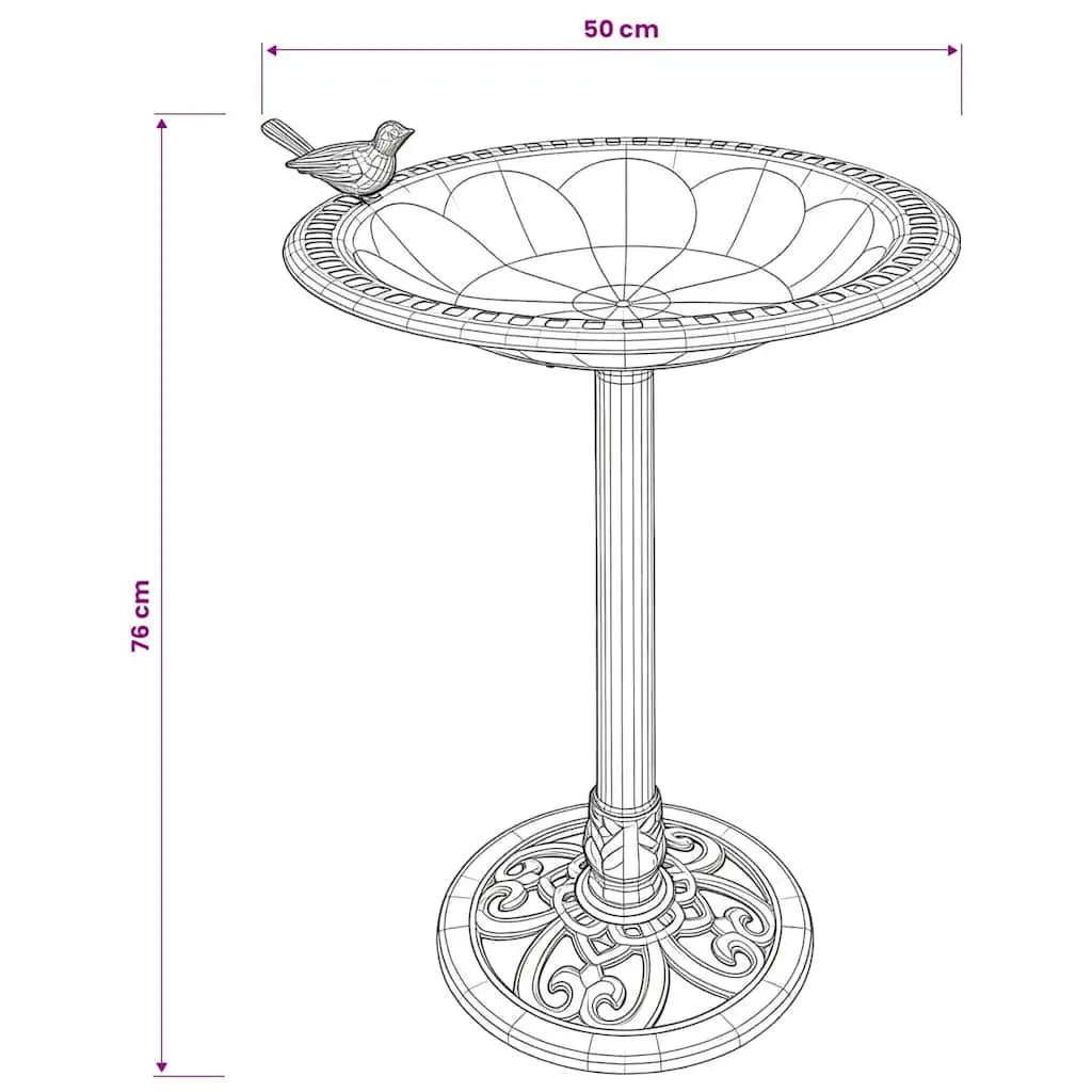 Bird Bath Gold Pedestal Bowl Outdoor Decor Lightweight Weather-Resistant