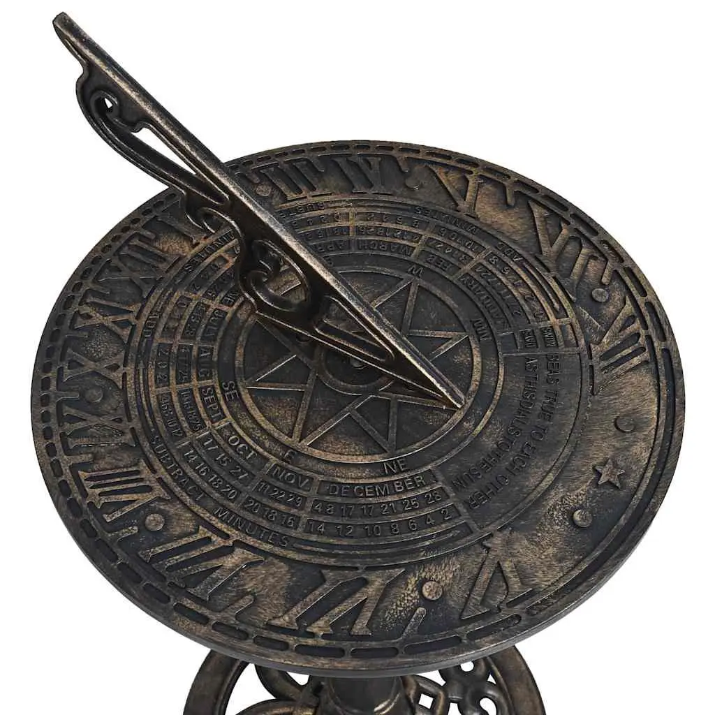 Garden Sundial Gold Plastic Weather Resistant Pedestal Base