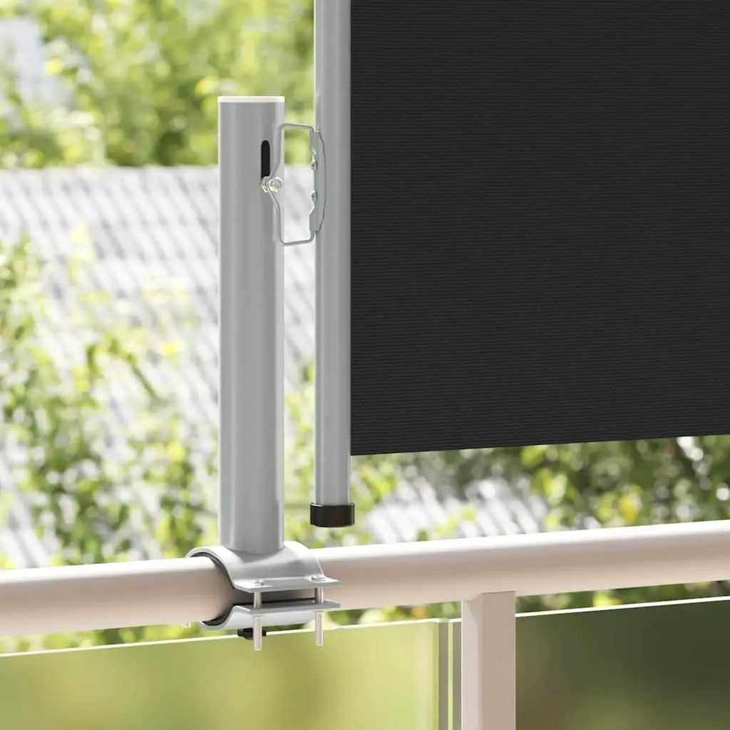 Retractable Side Awning Black 60x300cm Outdoor Privacy Shade Screen UV Tear Resistant Polyester