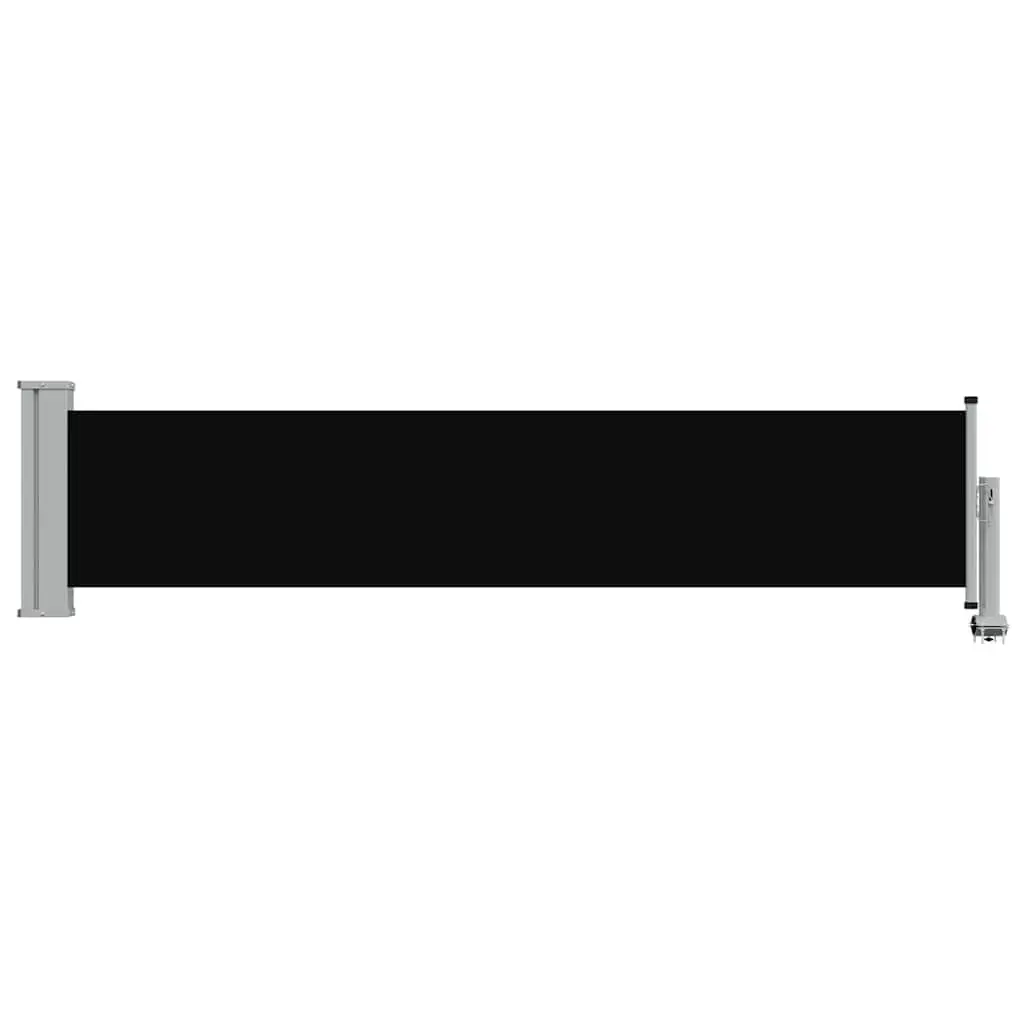 Retractable Side Awning Black 60x300cm Outdoor Privacy Shade Screen UV Tear Resistant Polyester