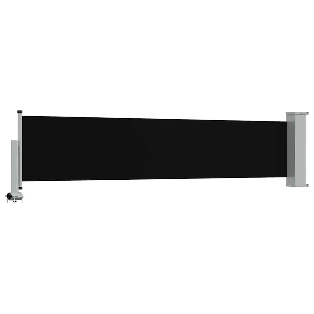 Retractable Side Awning Black 60x300cm Outdoor Privacy Shade Screen UV Tear Resistant Polyester